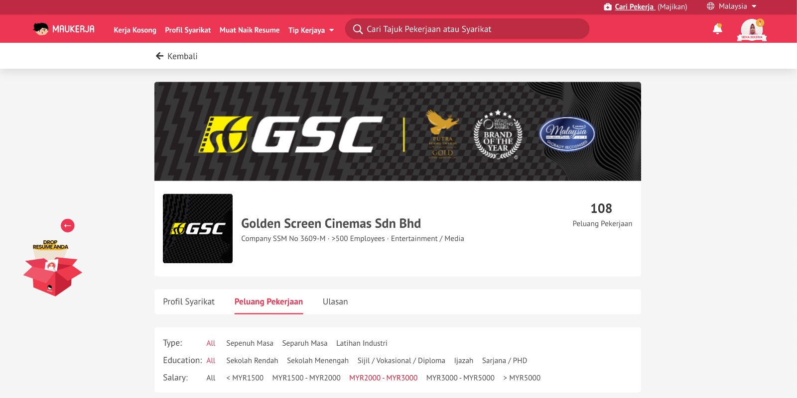 kerja kosong GSC